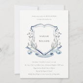 ブルーワイルドフラワーウォーターカラークレストブライダルシャワー 招待状 (正面)