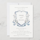 ブルーワイルドフラワーウォーターカラークレストリハーサルディナー 招待状 (正面)