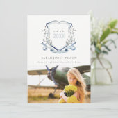 ブルーワイルドフラワーウォーターカラーフォトクレスト卒業 案内状 (スタンド正面)