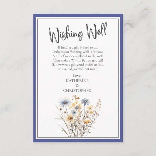 ブルーワイルドフラワーエレガントな結婚式が望み エンクロージャーカード (正面)