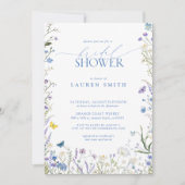 ブルーワイルドフラワーエレガントフローラブライダルシャワー 招待状 (正面)