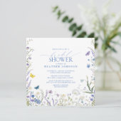 ブルーワイルドフラワーエレガントフローラブライダルシャワー 招待状 (スタンド正面)