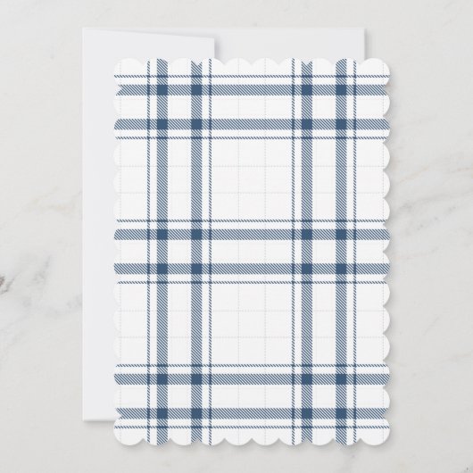 ブルーワイルドフラワーエレガントリースプレイドブライダルシャワー 招待状 (裏面)