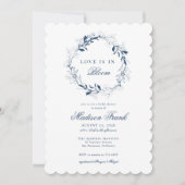 ブルーワイルドフラワーエレガントリースプレイドブライダルシャワー 招待状 (正面)