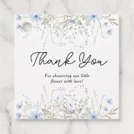 ブルーワイルドフラワーエレガント小さな女の子ベビーシャワー フェイバータグ