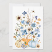 ブルーワイルドフラワーカボチャ赤ちゃんシャワー 招待状 (裏面)