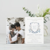 ブルーワイルドフラワークレスト結婚写真記念日 招待状 (スタンド正面)