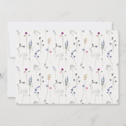 ブルーワイルドフラワークレスト結婚写真記念日 招待状 (裏面)