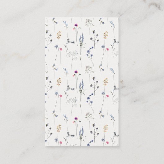 ブルーワイルドフラワークレスト表示シャワーベビーシャワー エンクロージャーカード (裏面)