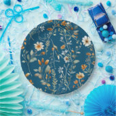 ブルーワイルドフラワースタイル紙プレート ペーパープレート (パーティー)