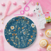 ブルーワイルドフラワースタイル紙プレート ペーパープレート (パーティー)