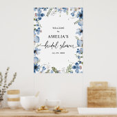 ブルーワイルドフラワーズブライダルシャワーウェルカムサインポスター ポスター (キッチン)