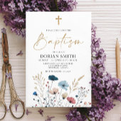 ブルーワイルドフラワーズボーイバプテスマ 招待状