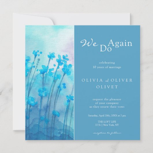 ブルーワイルドフラワーズボークリニューアル招待状 招待状 (正面)