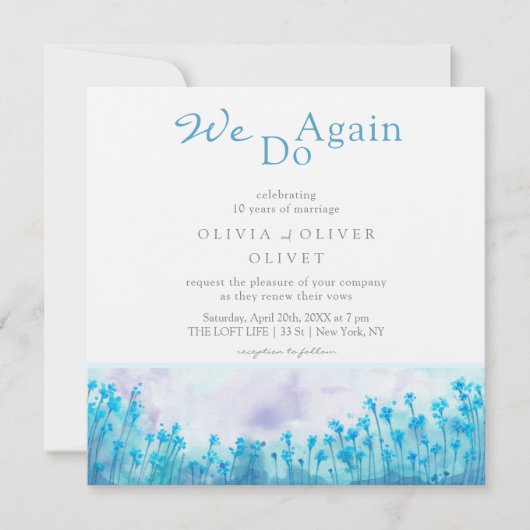 ブルーワイルドフラワーズボークリニューアル招待状 招待状 (正面)