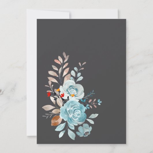 ブルーワイルドフラワーズミントマザーズデイエレガントディナー 招待状 (裏面)