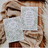 ブルーワイルドフラワーズリース結婚式招待状 招待状