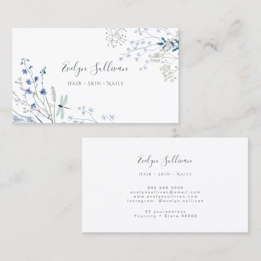 ブルーワイルドフラワーズ名刺 名刺 (正面/裏面)