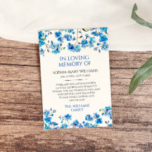 ブルーワイルドフラワーズ悔やみや弔慰メモリサンキューカード
