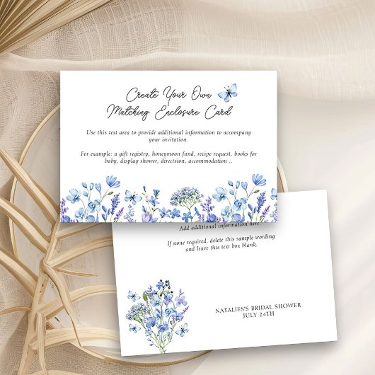ブルーワイルドフラワーデリケート空白のフローラ エンクロージャーカード