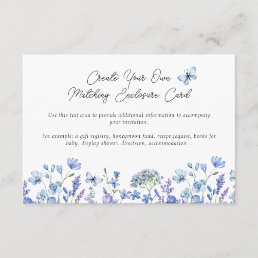 ブルーワイルドフラワーデリケート空白のフローラ エンクロージャーカード (正面)