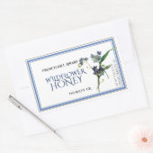 ブルーワイルドフラワーハニーラベル(収穫日) 長方形シール (封筒)