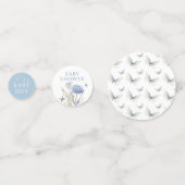 ブルーワイルドフラワーバタフライ男の赤ちゃんシャワーテーブル コンフェッティ (裏面)