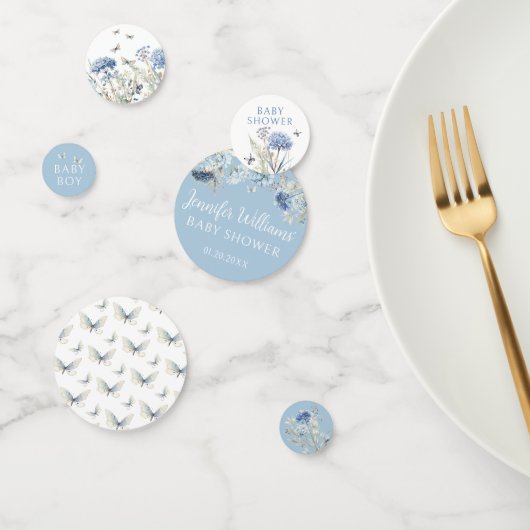 ブルーワイルドフラワーバタフライ男の赤ちゃんシャワーテーブル コンフェッティ (グループ)