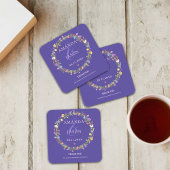 ブルーワイルドフラワーパープルイエロー結婚フローラ コースター