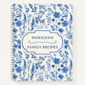 ブルーワイルドフラワーファミリーレシピクックブック ノートブック (正面)