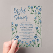 ブルーワイルドフラワーフレームフローラブライダルシャワー アクリル招待状 (インサイチュ (ポータブル))