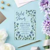 ブルーワイルドフラワーフレームフローラブライダルシャワー アクリル招待状 (インサイチュ (ウェディング))