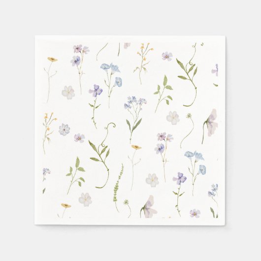 ブルーワイルドフラワーフローラエレガント男の赤ちゃんシャワー スタンダードカクテルナプキン (正面)