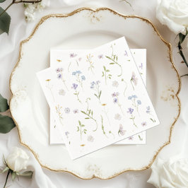 ブルーワイルドフラワーフローラエレガント男の赤ちゃんシャワー スタンダードカクテルナプキン