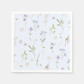 ブルーワイルドフラワーフローラエレガント男の赤ちゃんシャワー スタンダードカクテルナプキン (正面)