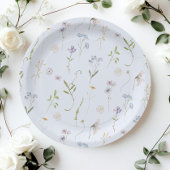 ブルーワイルドフラワーフローラエレガント男の赤ちゃんシャワー ペーパープレート