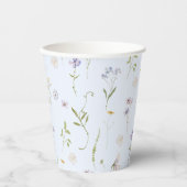 ブルーワイルドフラワーフローラエレガント男の赤ちゃんシャワー 紙コップ (正面)