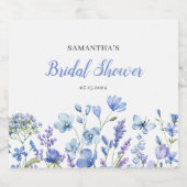 ブルーワイルドフラワーフローラブライダルシャワー スパークリングワインラベル (シングルラベル)