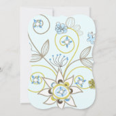 ブルーワイルドフラワーフローラ男の赤ちゃんシャワー招待状 招待状 (裏面)