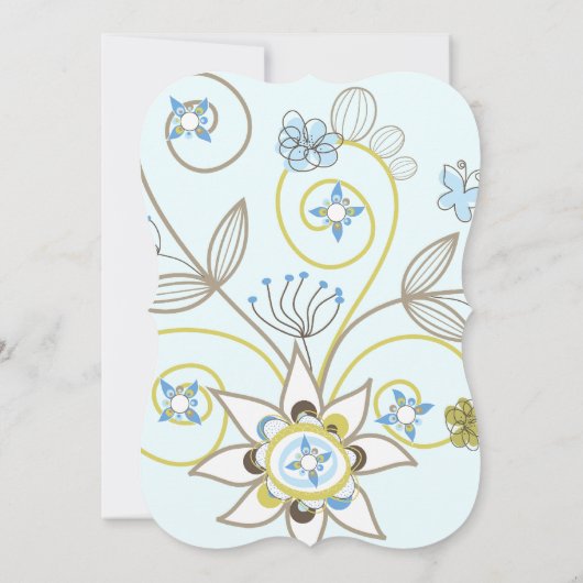 ブルーワイルドフラワーフローラ男の赤ちゃんシャワー招待状 招待状 (裏面)