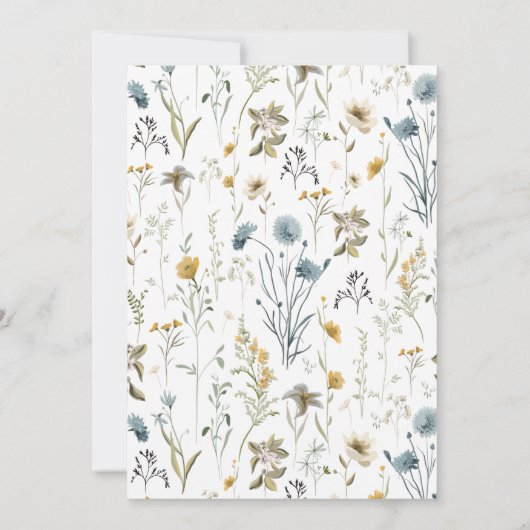 ブルーワイルドフラワーブライダルシャワー招待 招待状 (裏面)