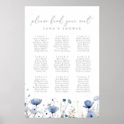 ブルーワイルドフラワーベビーの開花座席表ポスター ポスター (正面)