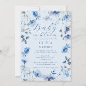 ブルーワイルドフラワーベビーイン開花ボーイベビーシャワー 招待状 (正面)