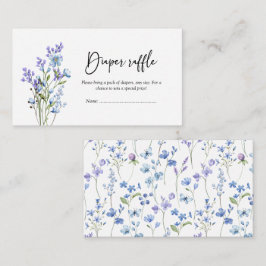 ブルーワイルドフラワーベビーシャワーおむつラッフル エンクロージャーカード