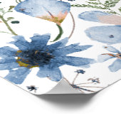 ブルーワイルドフラワーベビーシャワーウェルカムサインポスター ポスター (角)