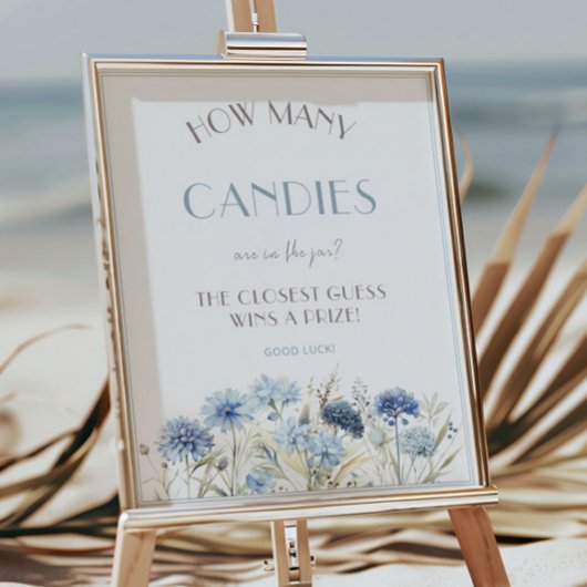 ブルーワイルドフラワーベビーシャワーキャンディゲームの数 ポスター