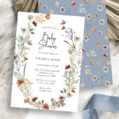 ブルーワイルドフラワーベビーシャワー招待状 招待状