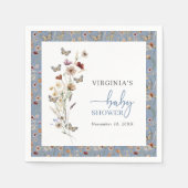 ブルーワイルドフラワーベビーシャワー スタンダードカクテルナプキン (正面)