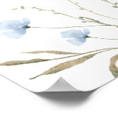 ブルーワイルドフラワーペリウィンクル結婚のウェルカムサイン ポスター (角)