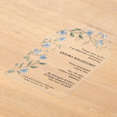 ブルーワイルドフラワーホームスクール卒業アーチ アクリル招待状 (レイダウン)